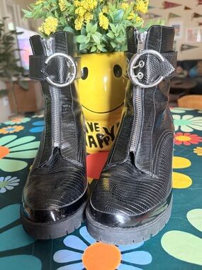 Black Platfrom Boots w/buckle accent.